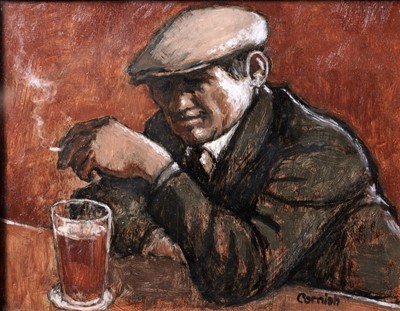 Lot 116 - Norman Stansfield Cornish - Man at Bar, Smoking | oil