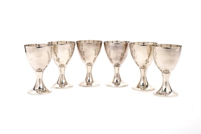 Lot 1357 - An Elizabeth II set of six silver wine goblets