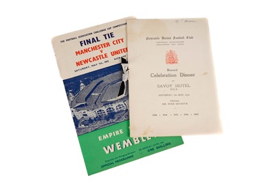 Lot 802 - 1955 Newcastle United FA Cup final Celebration Dinner Record, signed; and a FA Cup Final programme