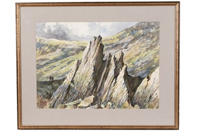 Lot 64 - George Hutchinson - Rocky outcrop within a landscape | watercolour