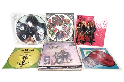 Lot 474 - A collectors' bundle of mixed Heavy Metal and Rock LPs, picture discs, 12", 10" and shaped singles