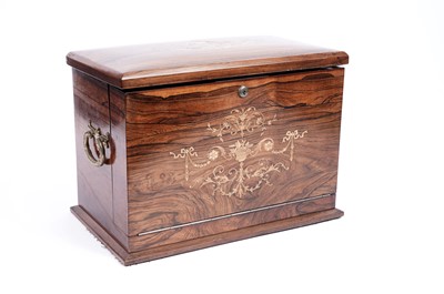 Lot 696 - An Edwardian rosewood stationery writing box