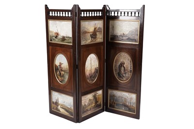 Lot 763 - A mid-19th Century mahogany three-fold screen