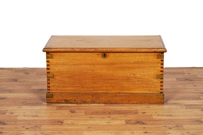 Lot 18 - An early 20th Century camphor wood and brass bound campaign style blanket box