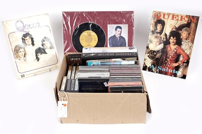 Lot 458 - A collectors' bundle of Queen CDs, cassettes, books, and ephemera