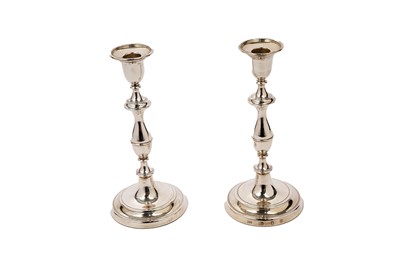 Lot 855 - A pair of Elizabeth II  silver candlesticks