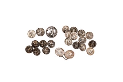 Lot 1703 - A collection of Danish silver buttons; and a late Victorian silver button