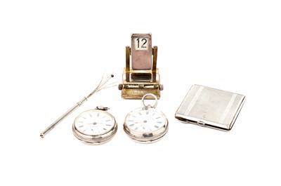 Lot 785 - A selection of silver items: including pocket watch by Henry Samuel