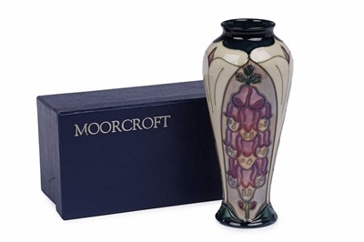 Lot 364 - A Moorcroft 'Foxglove' pattern vase, with box