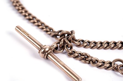 Lot 531 - A 9ct rose gold double 'Albert' watch chain
