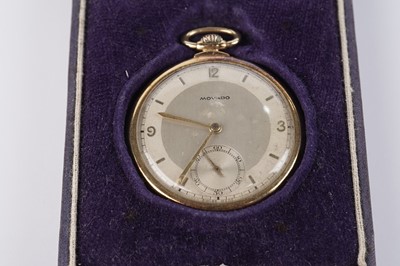 Lot 565 - A Movado gold-cased pocket watch