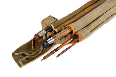 Lot 939 - Two split cane spliced fishing rods