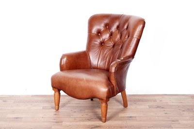 Lot 83 - A Derwent leather button-back tub armchair