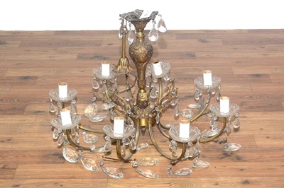 Lot 58 - A Victorian-style brass eight-sconce chandelier