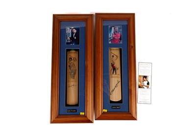 Lot 868 - Two autographed miniature cricket bats