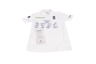 Lot 867 - An autographed England vs. Australia Ashes Test Series cricket shirt