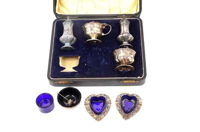 Lot 863 - A selection of antique silver condiments holders