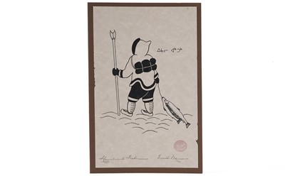 Lot 1509 - 'Homebound Fisherman' an Inuit silkscreen print