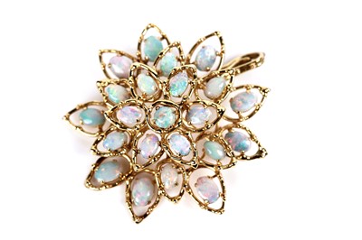 Lot 1105 - An opal and 14ct yellow gold brooch/pendant