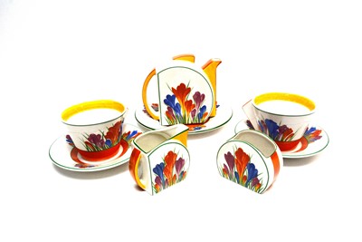 Lot 156 - A Wedgwood Clarice Cliff Centenary Tea for Two ‘Crocus’ pattern tea service