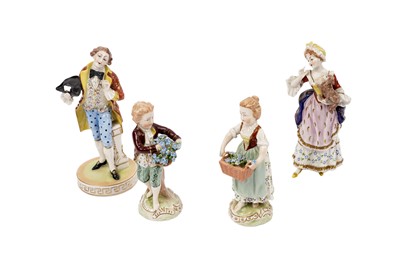 Lot 424 - ﻿A collection of 19th Century Dresden decorative ceramic figures