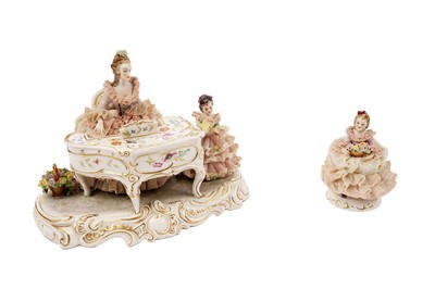 Lot 425 - Two Dresden figures including: one late 19th Century