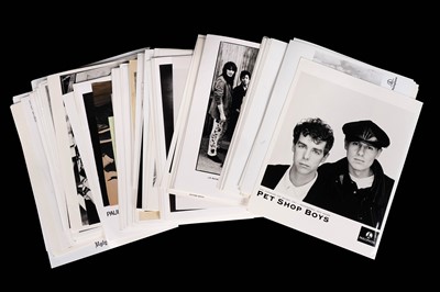 Lot 1365 - Record label promotional black and white photographs of bands and musicians