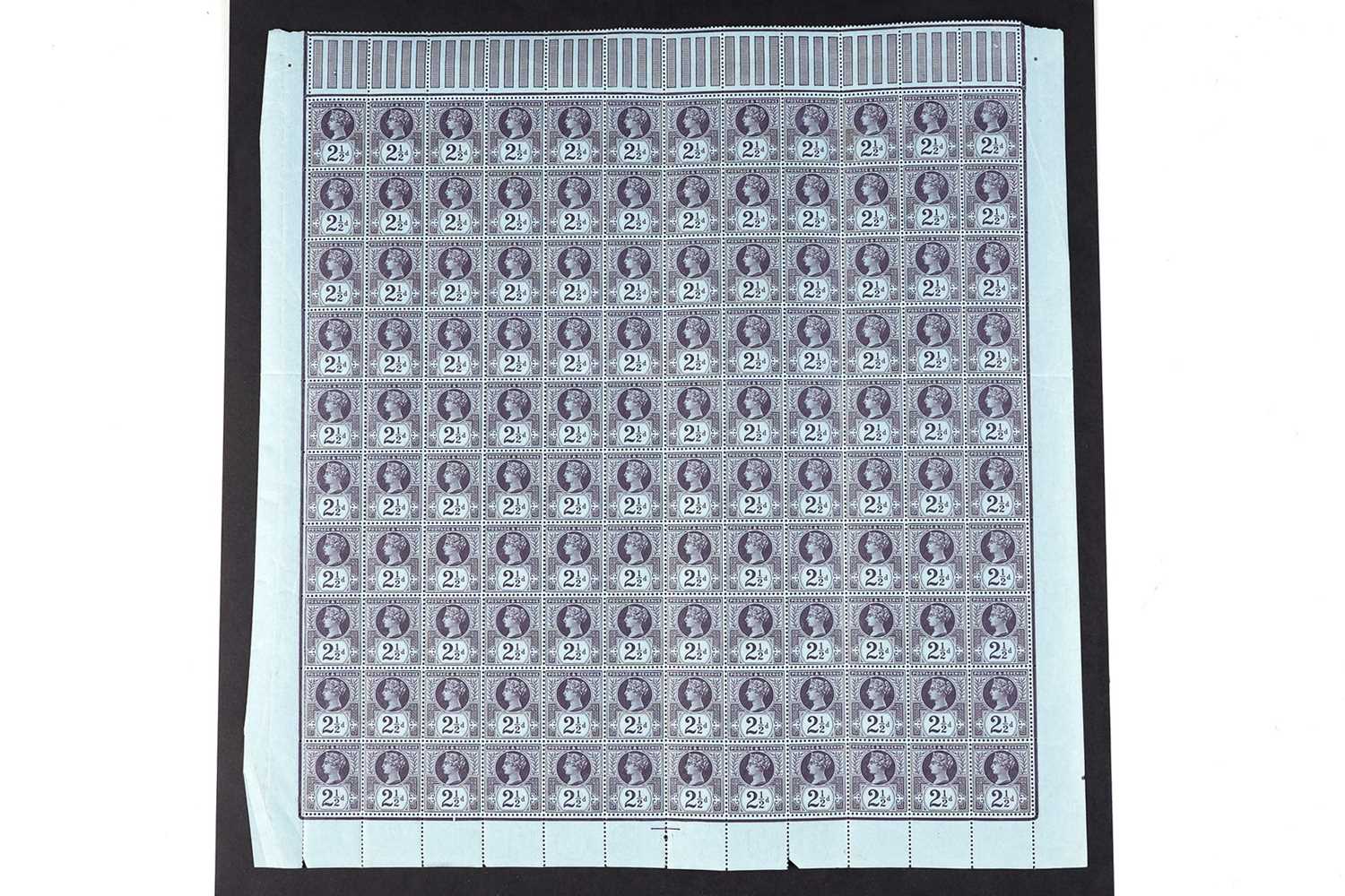 Lot 1189 - GB QV 1887-92 Jubilee 2 1/2d. complete sheet of one hundred and twenty