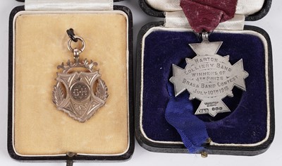 Lot 1471 - George Hawkins Colliery Band Conductor pocket watch and medals