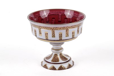 Lot 209 - A late 19th Century Bohemian ruby glass stemmed bowl