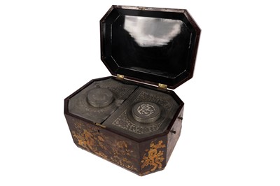 Lot 331 - A 19th Century lacquered tea caddy