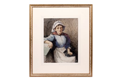 Lot 1042 - Robert Jobling - Portrait of a Staithes Fisherwoman | watercolour