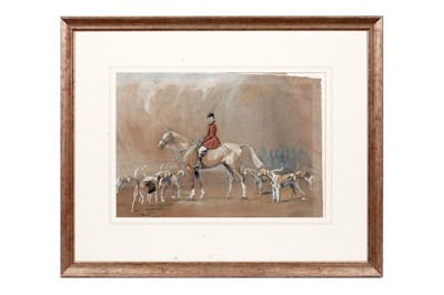 Lot 75 - Tom Carr - Portrait of a Braes of Derwent Huntsman Accompanied by the Pack | watercolour