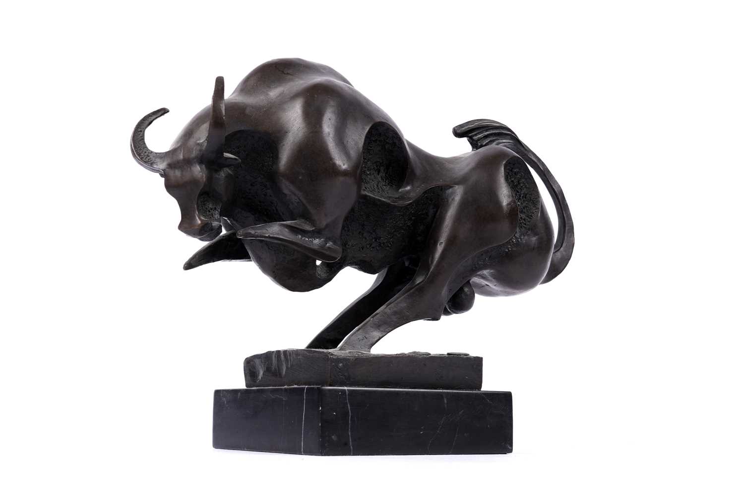 Lot 901 - Miguel Fernando Lopez (Milo) - figure of charging bull | patinated bronze
