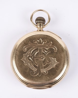 Lot 716 - An 18ct yellow gold-cased open-faced pocket watch