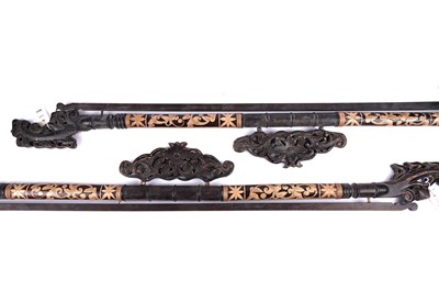 Lot 386 - A pair of East Asian bamboo wall hanging poles