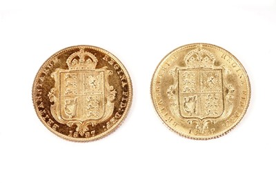 Lot 1279 - Two 1887 Victorian half Sovereigns