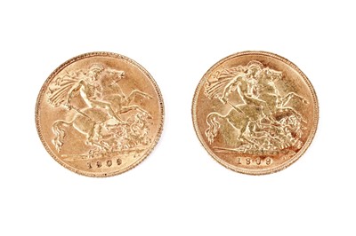 Lot 1280 - Two King George V half Sovereigns