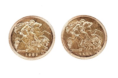 Lot 1282 - Two Elizabeth II half Sovereigns