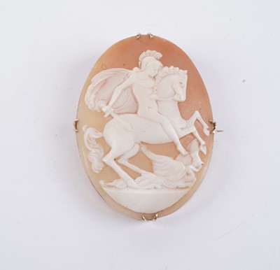 Lot 578 - A cameo brooch depicting St George slaying the Dragon