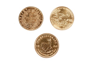 Lot 1289 - Three coins from South Africa, France, and the USA