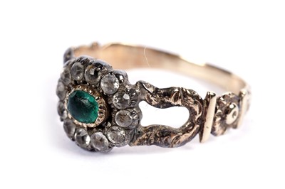 Lot 431 - An early 19th Century emerald and white stone cluster ring