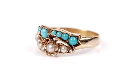 Lot 1227 - A late Victorian turquoise and pearl ring