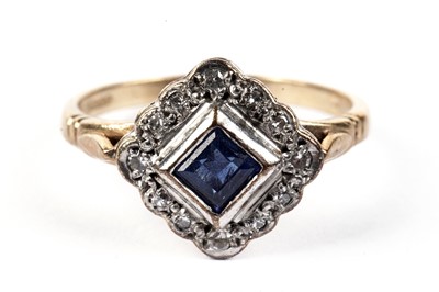 Lot 456 - A sapphire and diamond square cluster ring