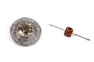 Lot 487 - A Scottish silver brooch; and a bar brooch