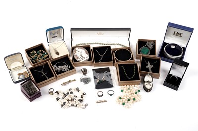 Lot 493 - A selection of silver and silver gilt jewellery; and costume jewellery