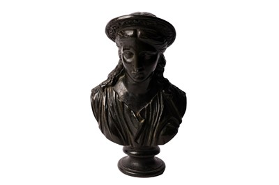 Lot 1382 - A patinated cast bronze bust