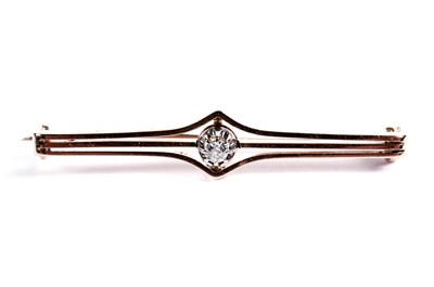 Lot 622 - A Victorian rose gold bar brooch; and a locket on chain