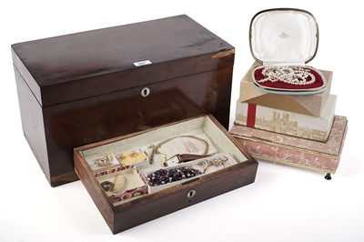 Lot 667 - A Victorian box and one other containing a collection of costume jewellery