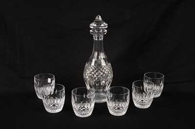 Lot 214 - A Waterford cut glass decanter; and a suite of Waterford whiskey tumblers